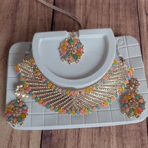 Pastel Multi Colored Choker Set | Indian Pakistani Traditional Jewelry